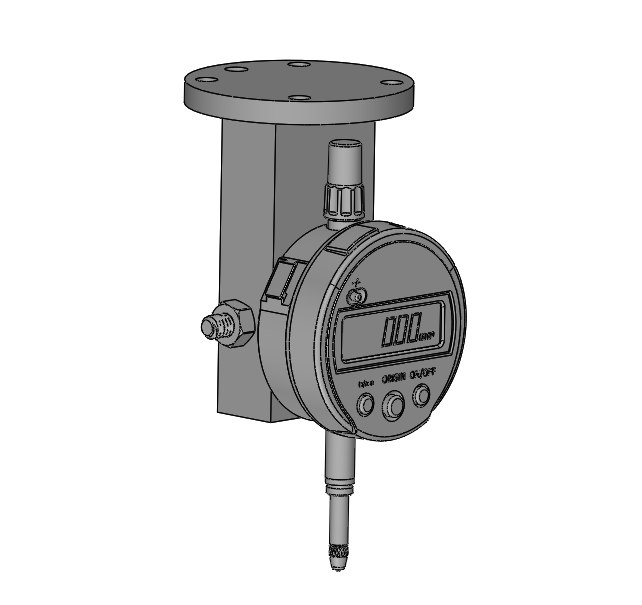 Mitutoyo digital dial gauge fastened to the machined end-effector mount.
