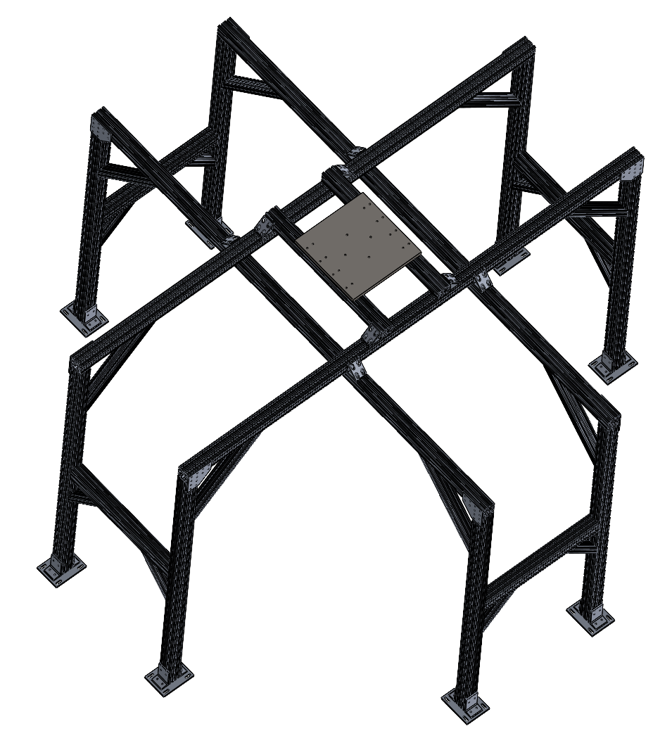 Isometric view of the t-slotted robotic-arm mount.
