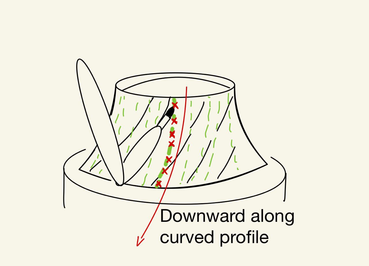 Inspection point increments mapped down the cone profile in SolidWorks.