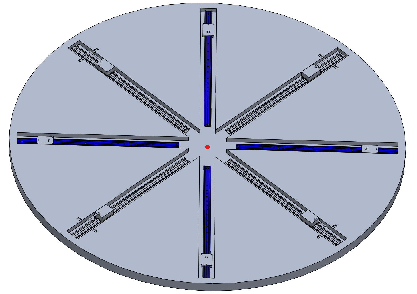 Workpiece Frame reference point at the table center for calibration.