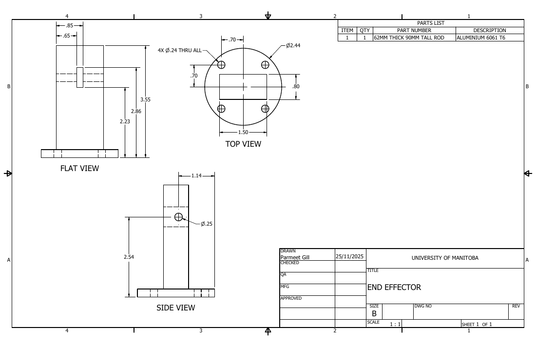 End Effector Mount drawing sheet
