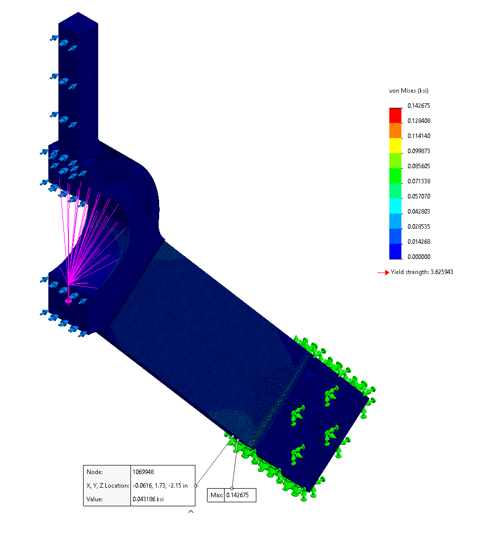 Rocker arm FEA stress.