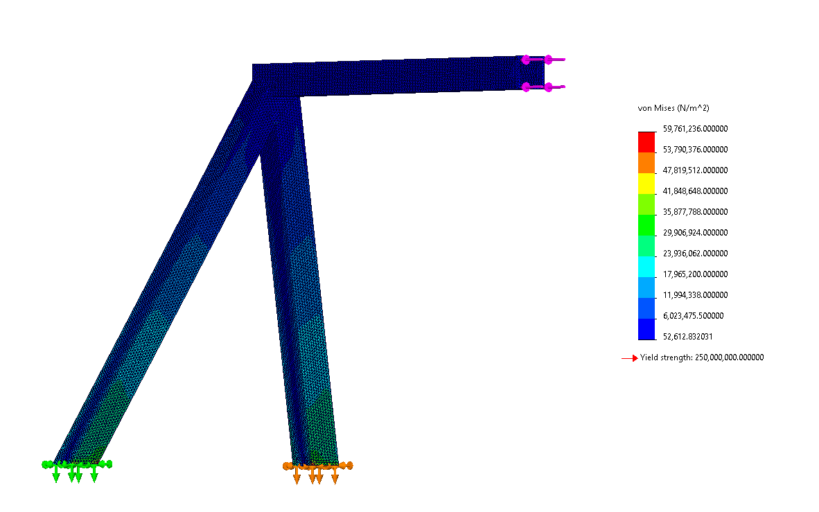 My concept, an inverted-V frame: lightest and highest FOS, penalized on weld complexity.