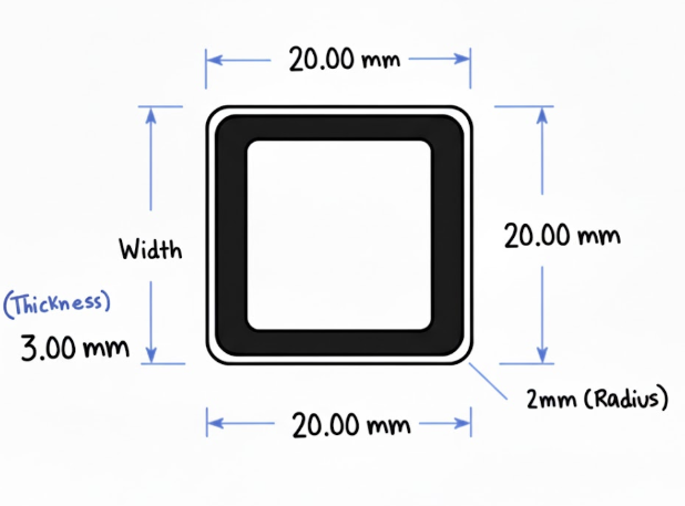 Baseline hollow square section before optimization.